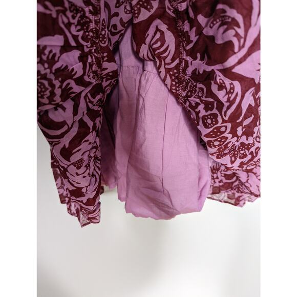 Vintage Y2K Odille Anthropologie Boho Floral Fit & Flare Dress Maroon Pink Sz 10 - Picture 6 of 9